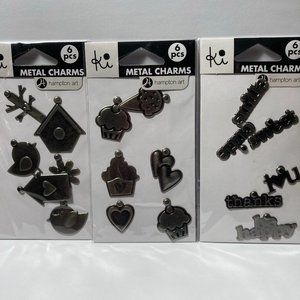 Metal Charms Paper Crafts Card Making Scrapbook Words Cupcake Bird House Flower